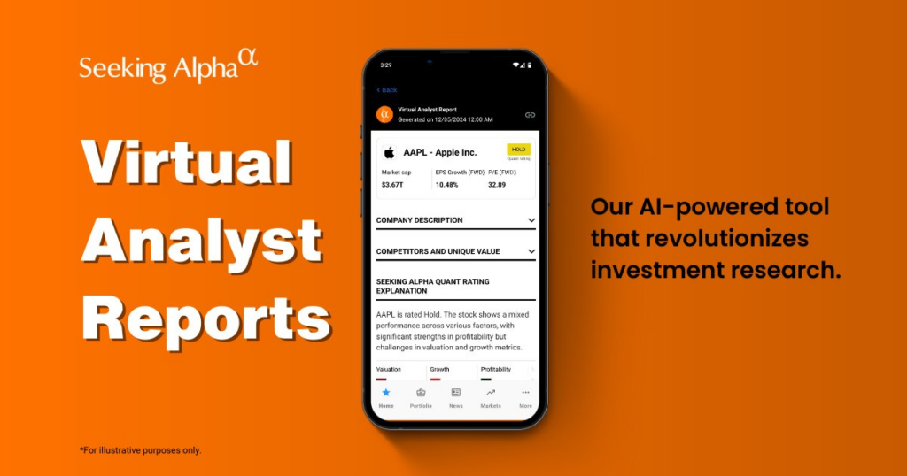 Seeking Alpha Premium 方案在 2024 推出的 Virtual Analyst Reports 工具涵蓋 3,000 多隻在美上市股票,簡化各級投資者的決策流程